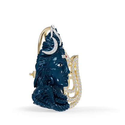Guru Jewel's Eternal Adiyogi Half-Diamond Silhouette Pendant for Her