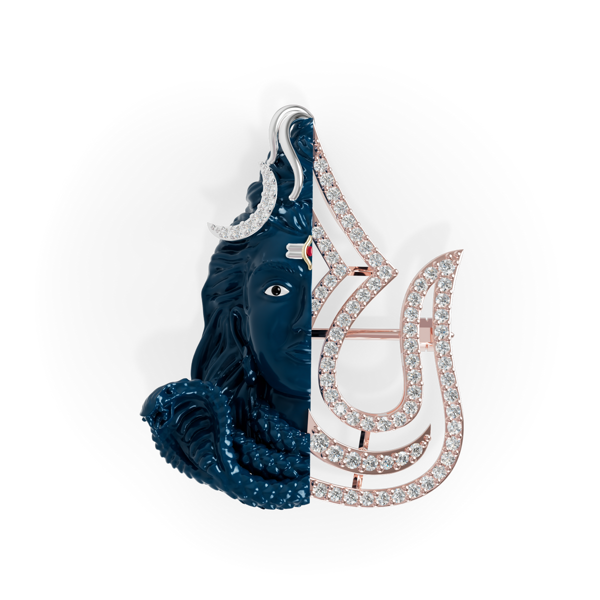 Guru Jewel's Eternal Adiyogi Half-Diamond Silhouette Pendant for Her