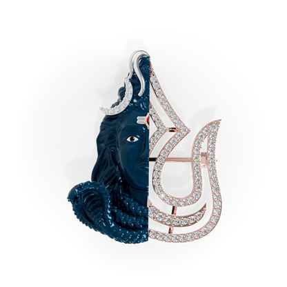 Guru Jewel's Eternal Adiyogi Half-Diamond Silhouette Pendant for Her