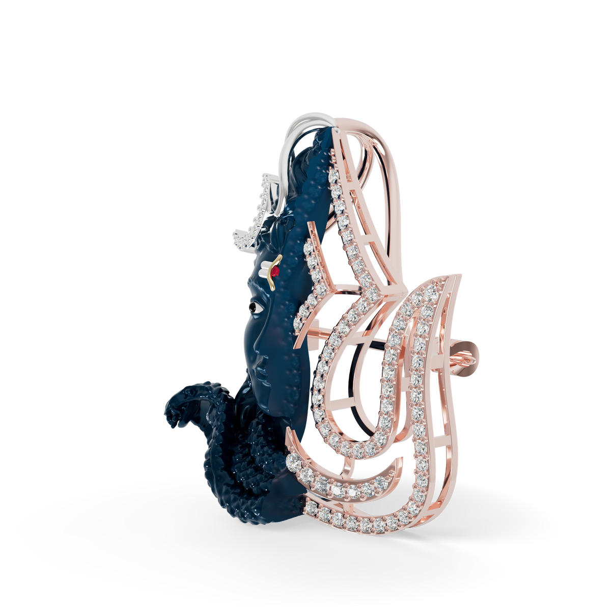 Guru Jewel's Eternal Adiyogi Half-Diamond Silhouette Pendant for Her