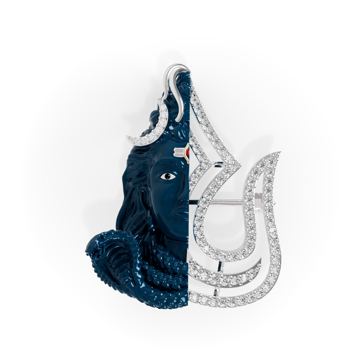 Guru Jewel's Eternal Adiyogi Half-Diamond Silhouette Pendant for Her