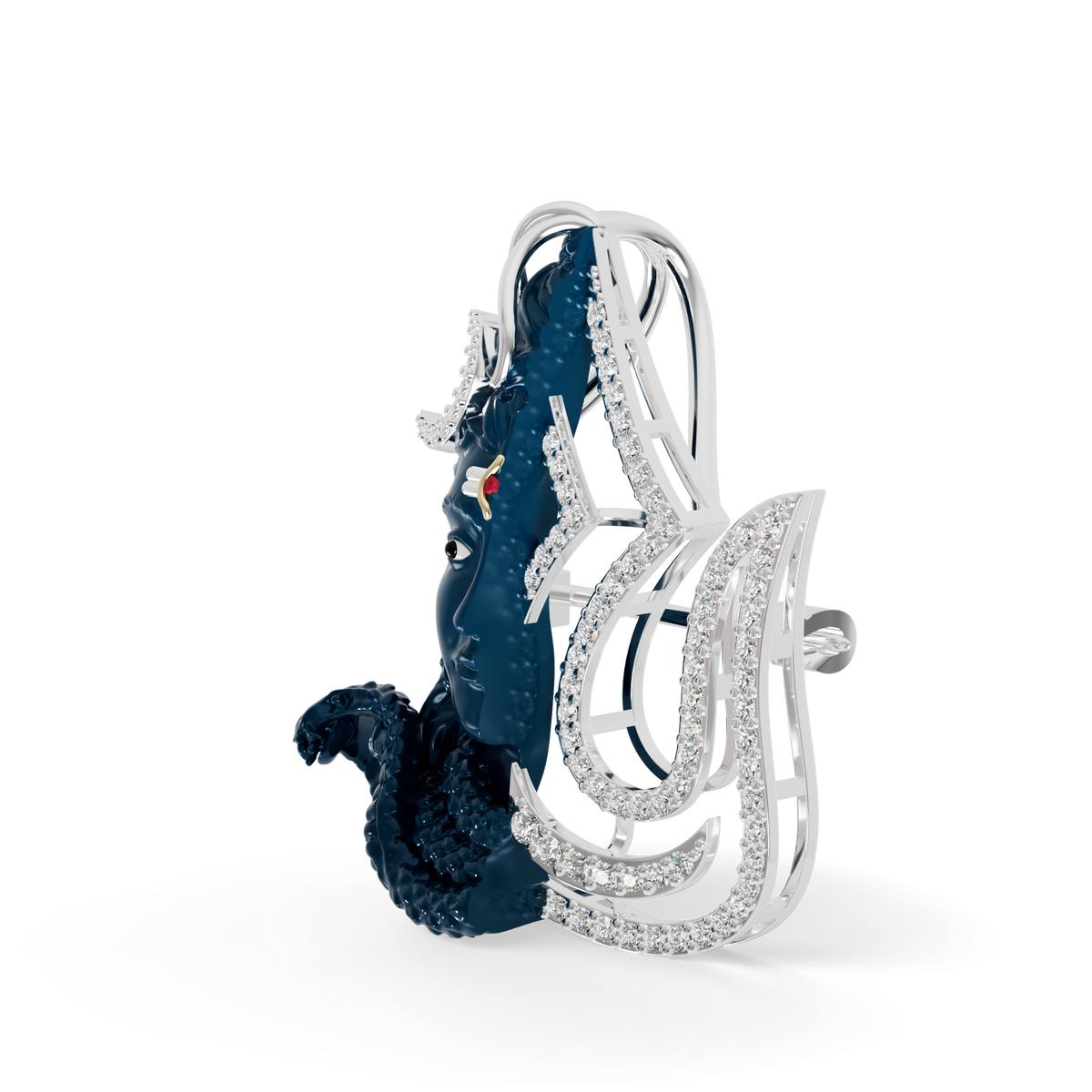 Guru Jewel's Eternal Adiyogi Half-Diamond Silhouette Pendant for Her