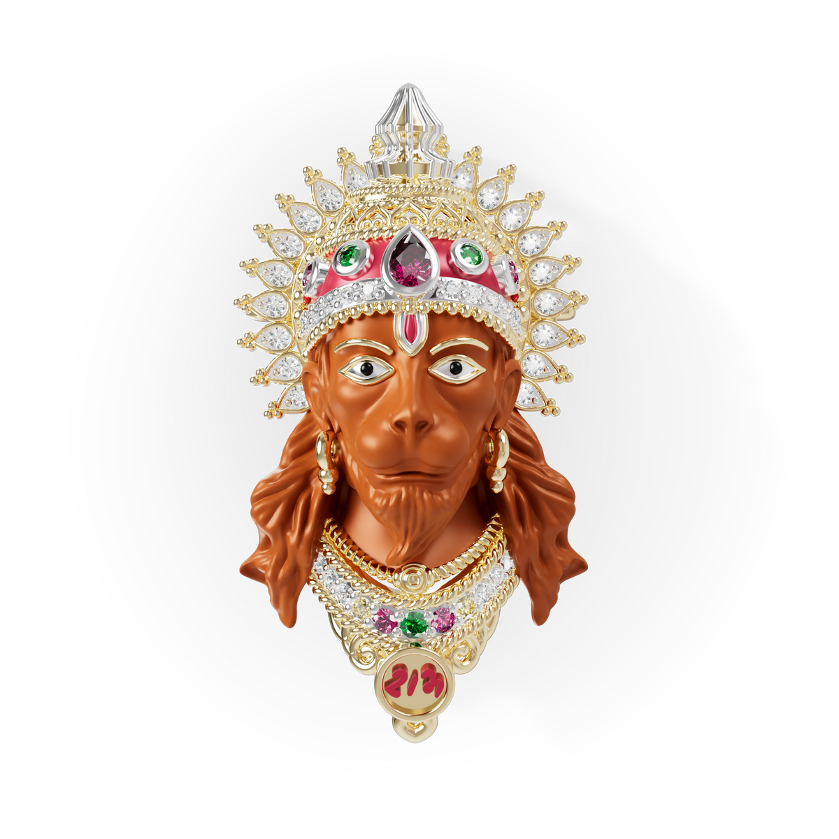 Guru Jewel's The Royal Hanuman Heritage Diamond & Gemstone Pendant for Her