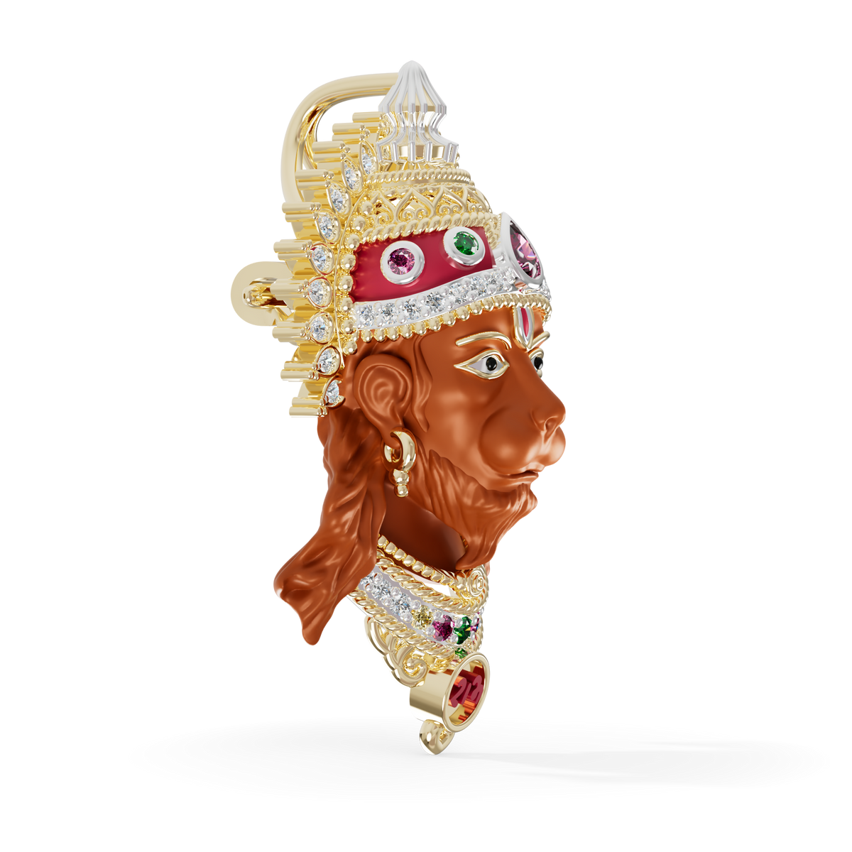 Guru Jewel's The Royal Hanuman Heritage Diamond & Gemstone Pendant for Her