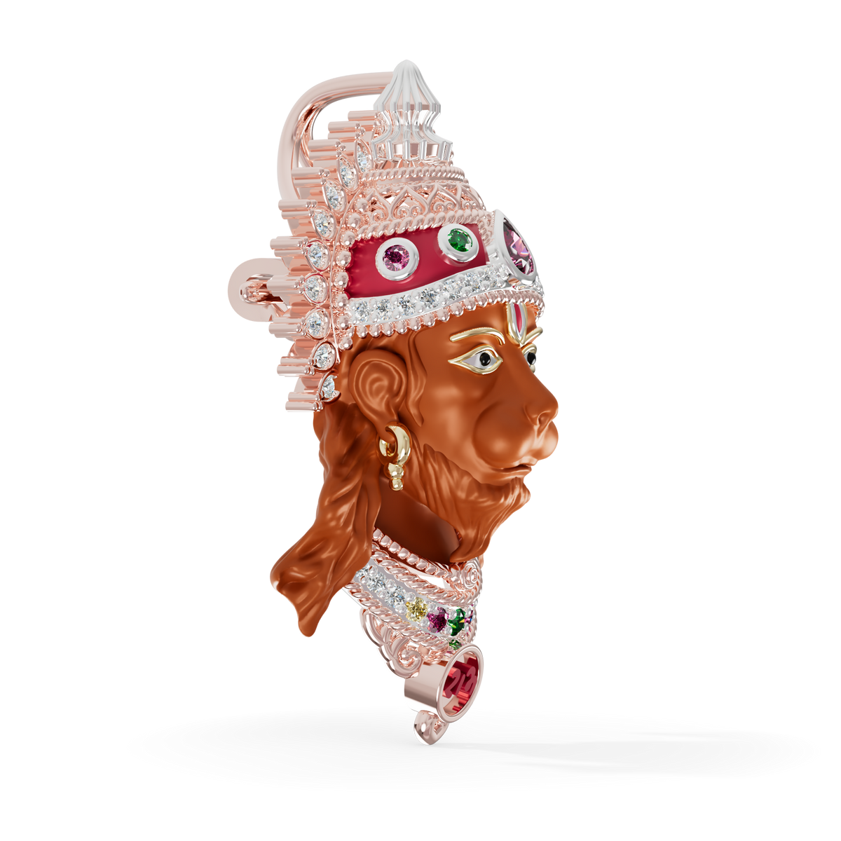 Guru Jewel's The Royal Hanuman Heritage Diamond & Gemstone Pendant for Her