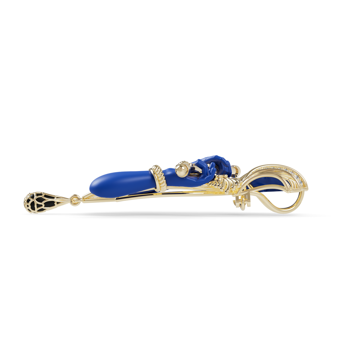 Guru Jewel's The Celestial Blue Krishna Profile Diamond Silver Pendant for Her