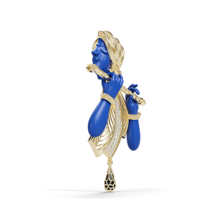 Guru Jewel's The Celestial Blue Krishna Profile Diamond Silver Pendant for Her