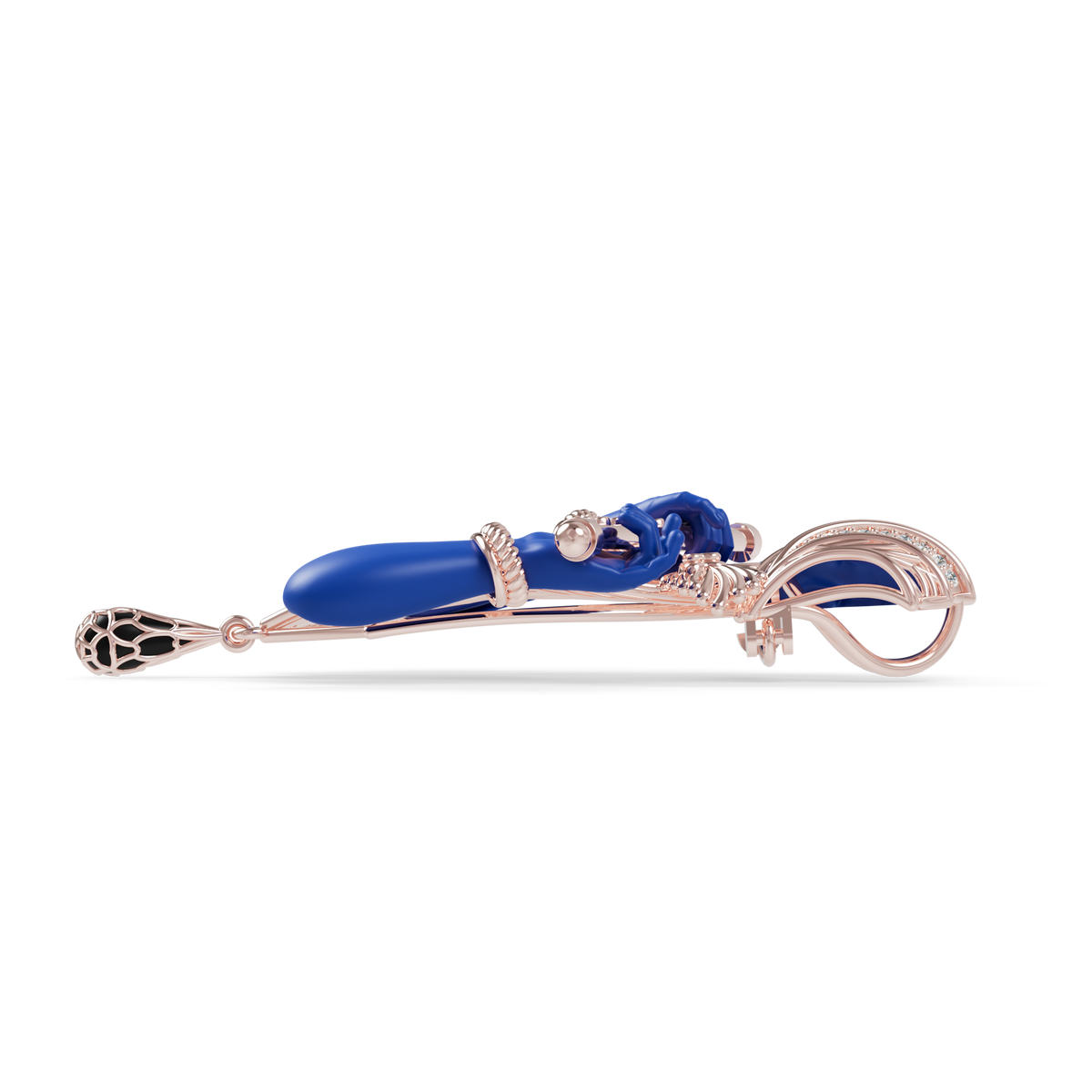 Guru Jewel's The Celestial Blue Krishna Profile Diamond Silver Pendant for Her