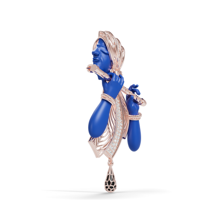 Guru Jewel's The Celestial Blue Krishna Profile Diamond Silver Pendant for Her