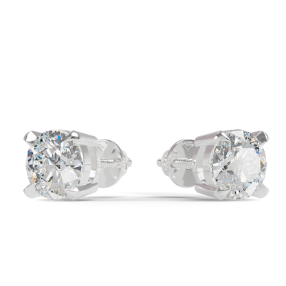 Guru Jewel's  Round Solitaire Studded In Silver Earrings For Her