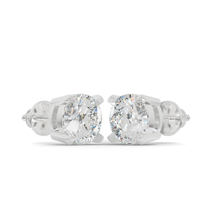 Guru Jewel's  Round Solitaire Studded In Silver Earrings For Her