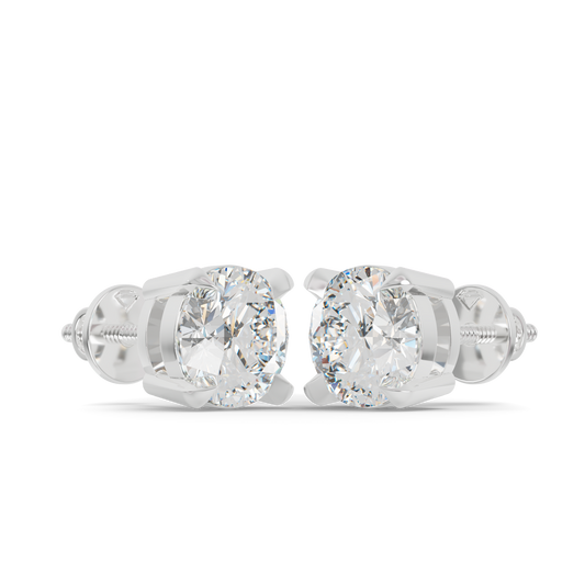 Guru Jewel's  Round Solitaire Studded In Silver Earrings For Her