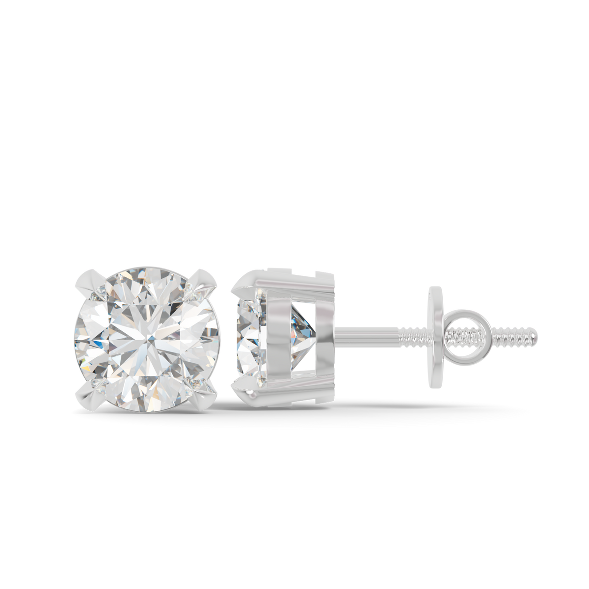Guru Jewel's  Round Solitaire Studded In Silver Earrings For Her
