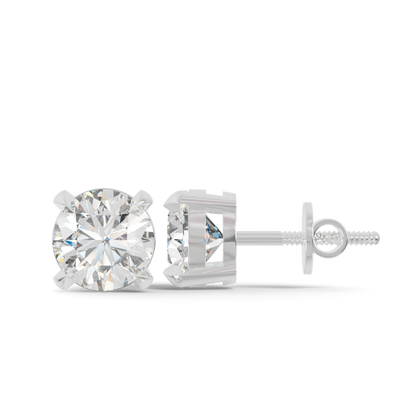 Guru Jewel's  Round Solitaire Studded In Silver Earrings For Her