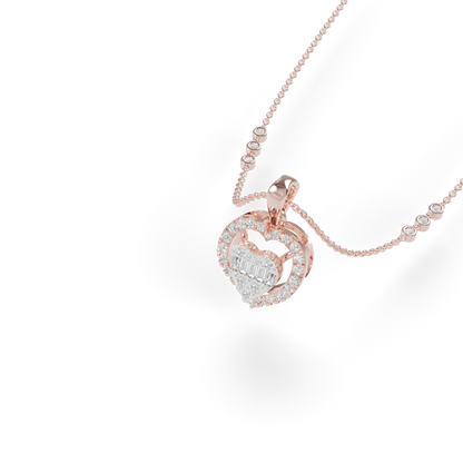 Guru Jewel's Radiant Baguette and Pave Heart Silver Pendant  for Her