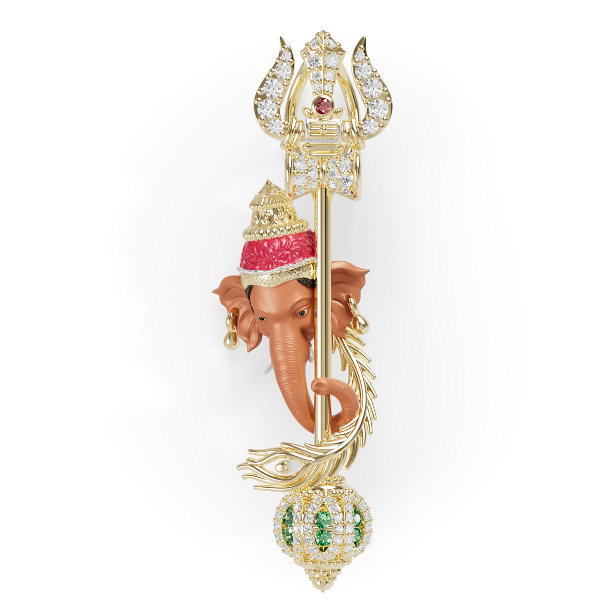 Guru Jewel's  Divine Ganesha Peacock Feather Gemstone Pendant for Her