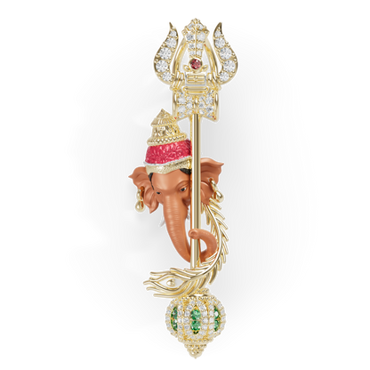 Guru Jewel's  Divine Ganesha Peacock Feather Gemstone Pendant for Her