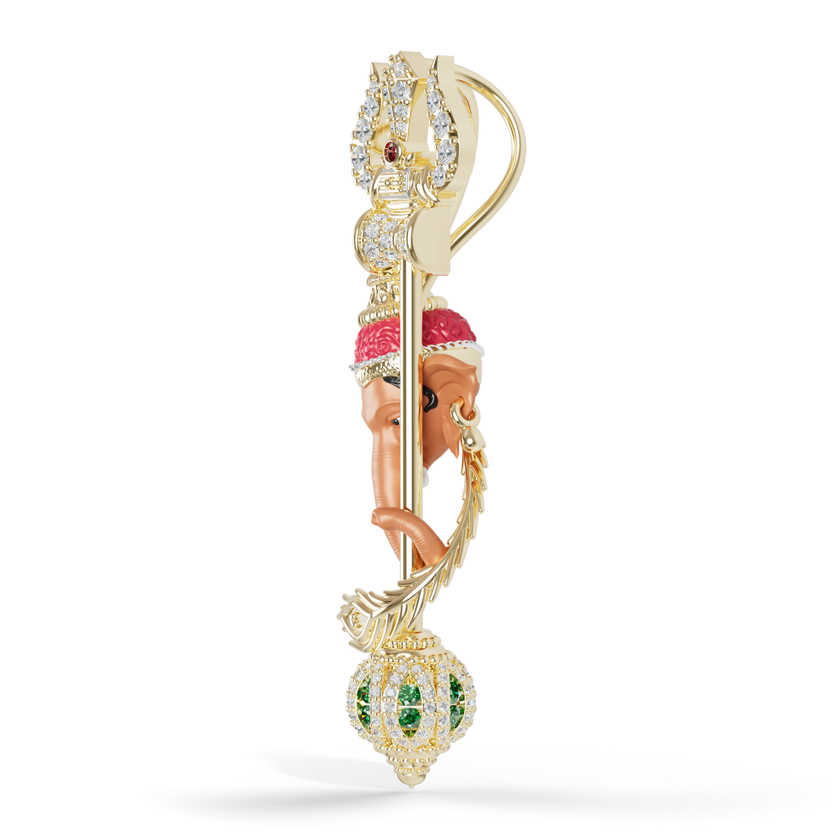 Guru Jewel's  Divine Ganesha Peacock Feather Gemstone Pendant for Her