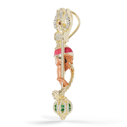 Guru Jewel's  Divine Ganesha Peacock Feather Gemstone Pendant for Her
