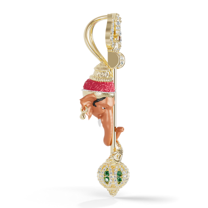 Guru Jewel's  Divine Ganesha Peacock Feather Gemstone Pendant for Her