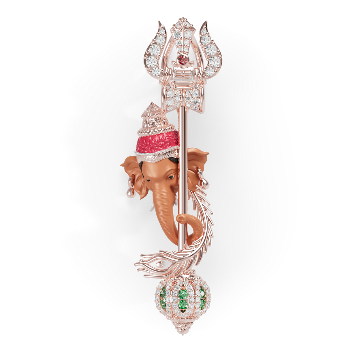 Guru Jewel's  Divine Ganesha Peacock Feather Gemstone Pendant for Her