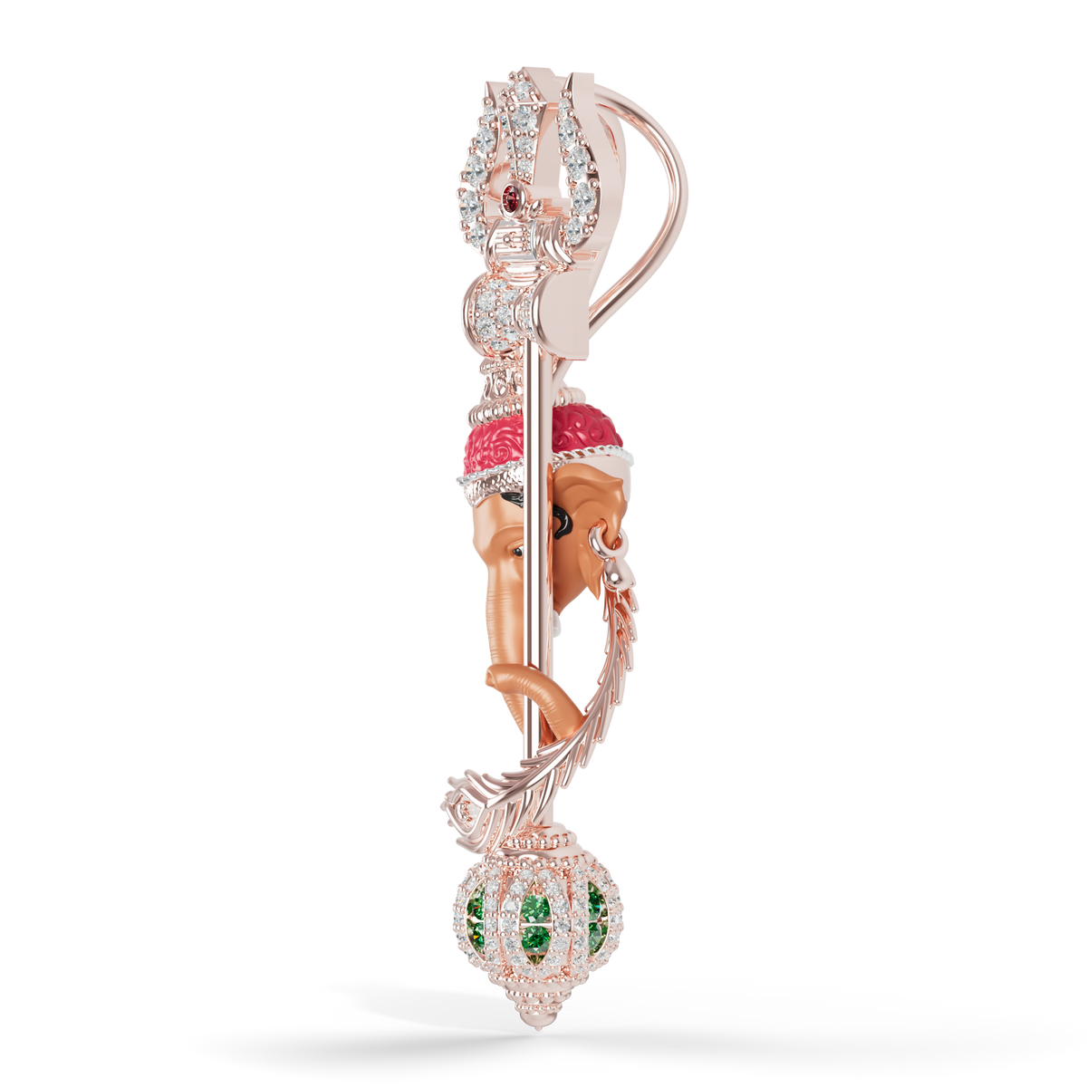 Guru Jewel's  Divine Ganesha Peacock Feather Gemstone Pendant for Her