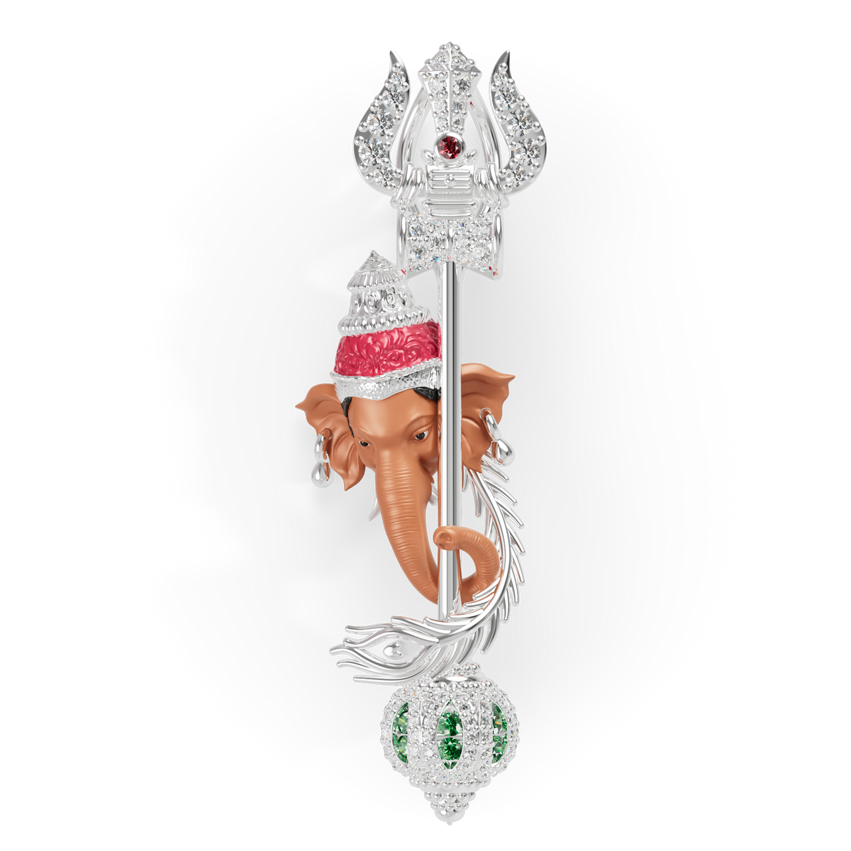 Guru Jewel's  Divine Ganesha Peacock Feather Gemstone Pendant for Her