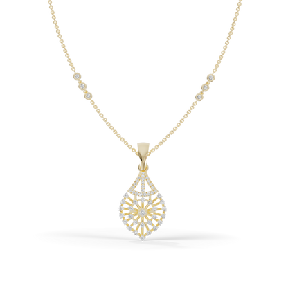 Guru Jewel's Diamond-Studded Teardrop Floral Pendant Necklace for Her