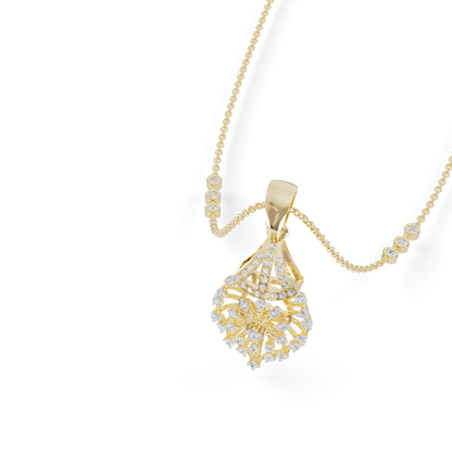Guru Jewel's Diamond-Studded Teardrop Floral Pendant Necklace for Her