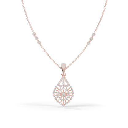 Guru Jewel's Diamond-Studded Teardrop Floral Pendant Necklace for Her