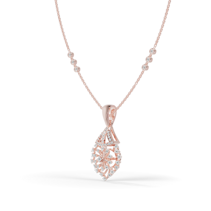 Guru Jewel's Diamond-Studded Teardrop Floral Pendant Necklace for Her