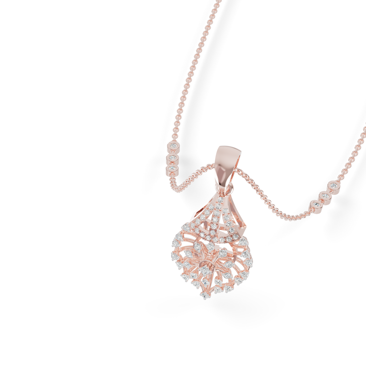 Guru Jewel's Diamond-Studded Teardrop Floral Pendant Necklace for Her