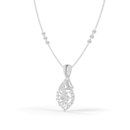 Guru Jewel's Diamond-Studded Teardrop Floral Pendant Necklace for Her