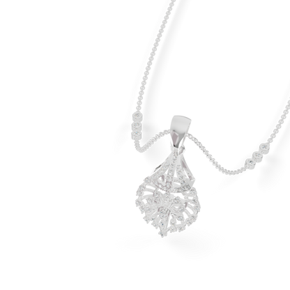 Guru Jewel's Diamond-Studded Teardrop Floral Pendant Necklace for Her