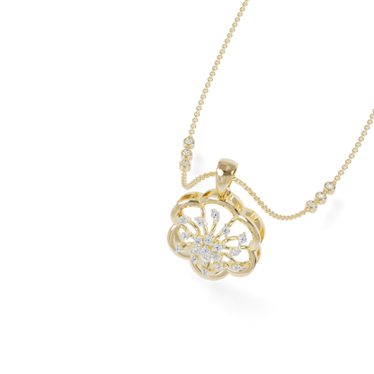 Guru Jewel's Sparkling Stones with Delicate Flower Petal Silver Pendant for Her