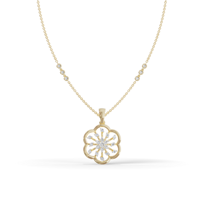 Guru Jewel's Sparkling Stones with Delicate Flower Petal Silver Pendant for Her