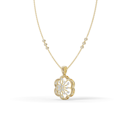 Guru Jewel's Sparkling Stones with Delicate Flower Petal Silver Pendant for Her