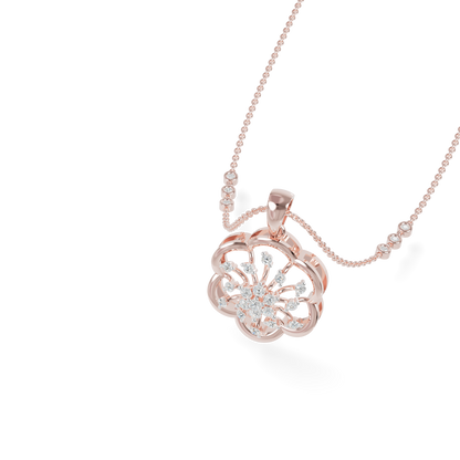 Guru Jewel's Sparkling Stones with Delicate Flower Petal Silver Pendant for Her