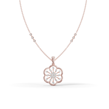 Guru Jewel's Sparkling Stones with Delicate Flower Petal Silver Pendant for Her