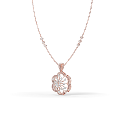 Guru Jewel's Sparkling Stones with Delicate Flower Petal Silver Pendant for Her