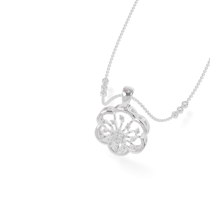 Guru Jewel's Sparkling Stones with Delicate Flower Petal Silver Pendant for Her