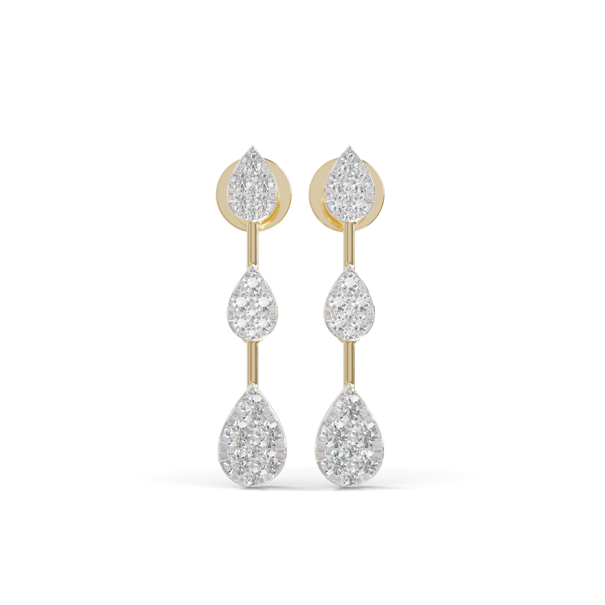 Guru Jewel's Radiant Triple-Tier Pear Pave Drop Earrings for Her