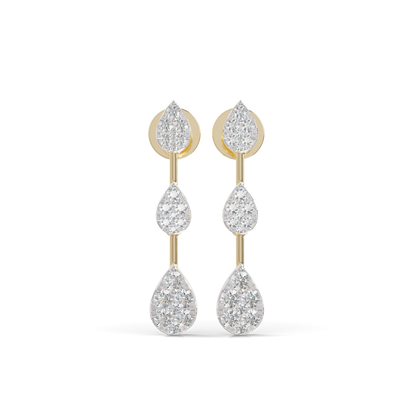 Guru Jewel's Radiant Triple-Tier Pear Pave Drop Earrings for Her