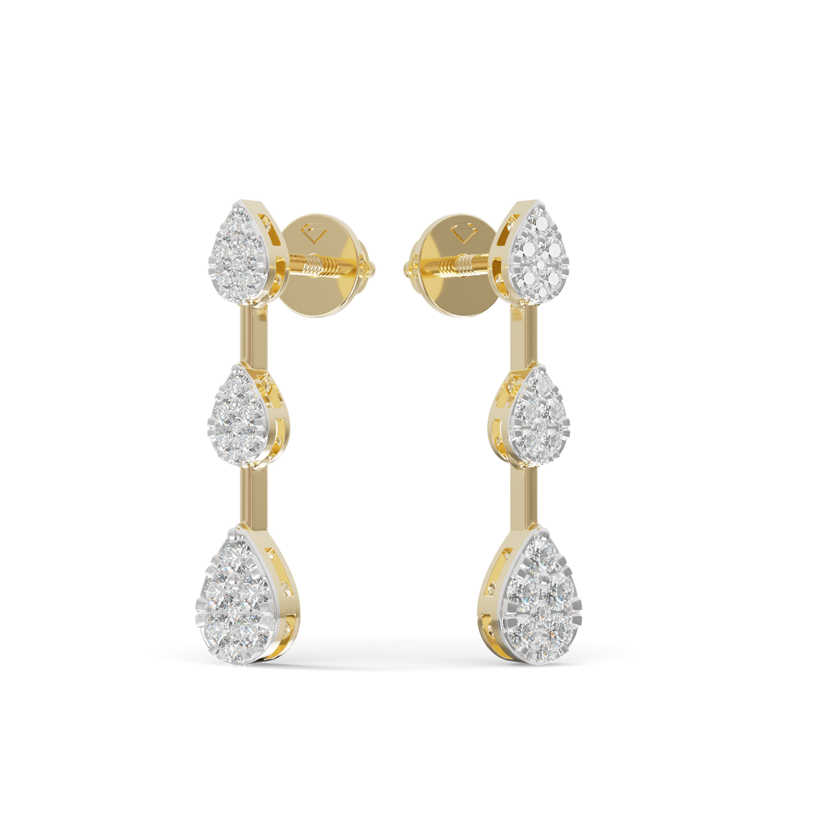 Guru Jewel's Radiant Triple-Tier Pear Pave Drop Earrings for Her