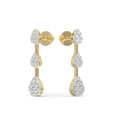Guru Jewel's Radiant Triple-Tier Pear Pave Drop Earrings for Her
