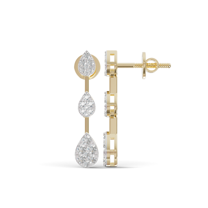 Guru Jewel's Radiant Triple-Tier Pear Pave Drop Earrings for Her