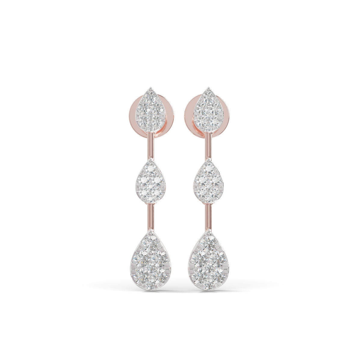 Guru Jewel's Radiant Triple-Tier Pear Pave Drop Earrings for Her
