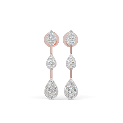 Guru Jewel's Radiant Triple-Tier Pear Pave Drop Earrings for Her