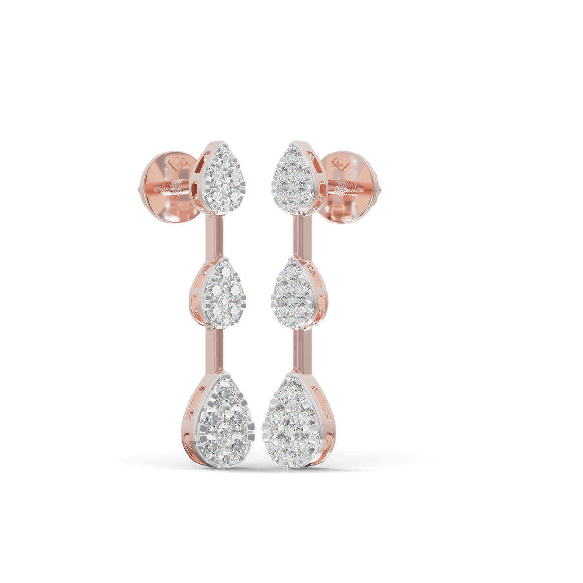 Guru Jewel's Radiant Triple-Tier Pear Pave Drop Earrings for Her