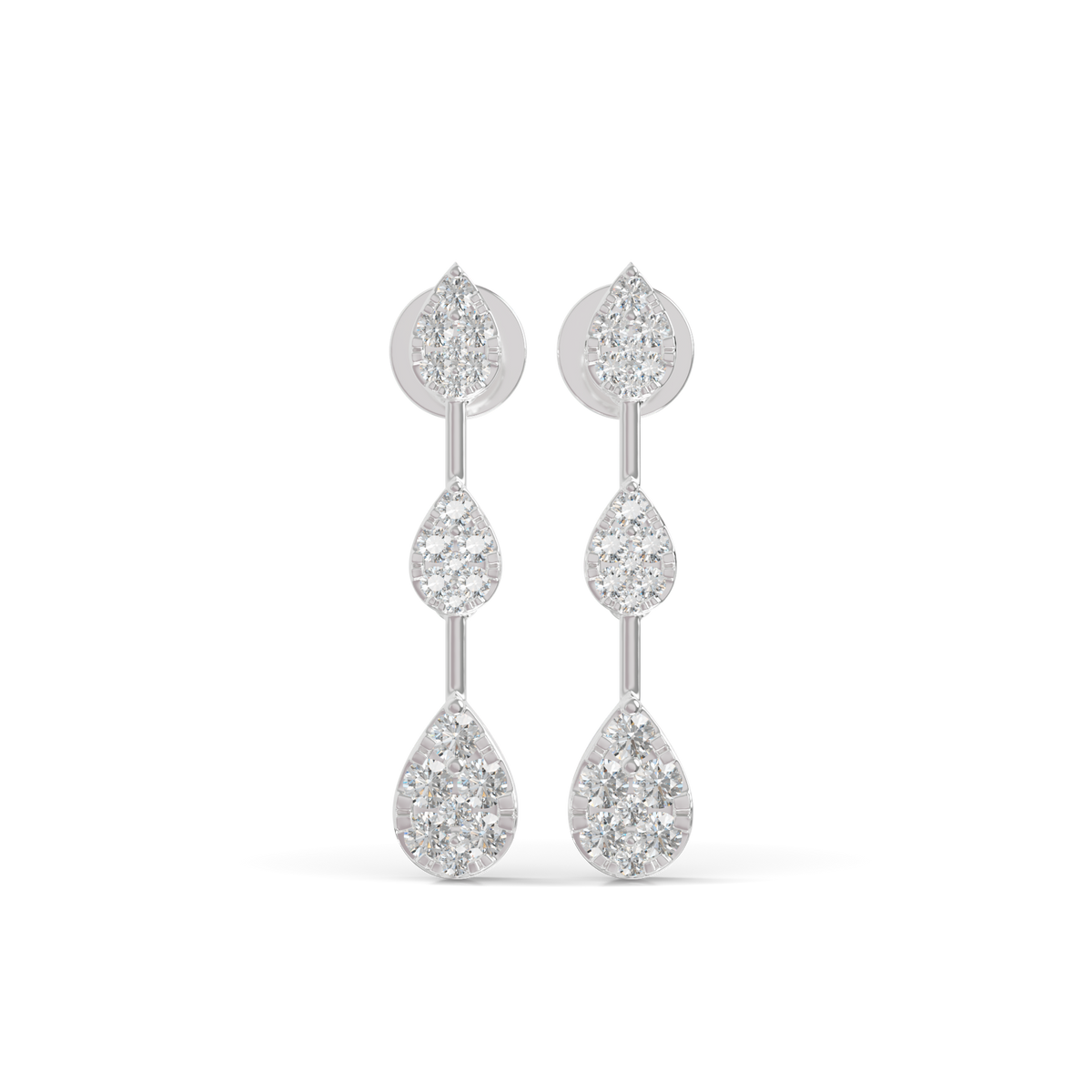 Guru Jewel's Radiant Triple-Tier Pear Pave Drop Earrings for Her